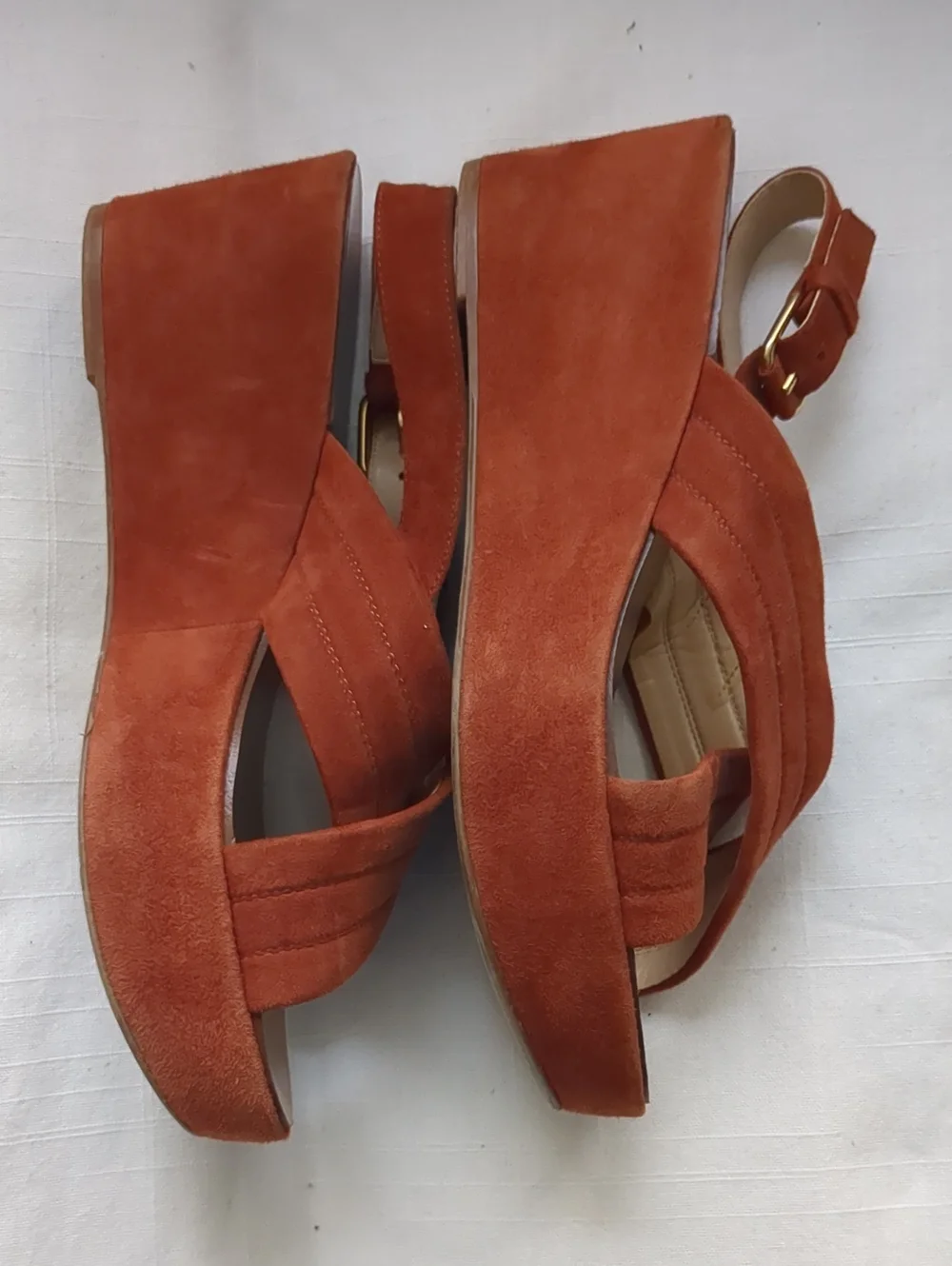 J. Crew Rust Suede Crisscross Slingback Sandals, Size 8